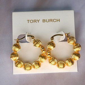 Tory Burch Roxanne Fluted Bead Hoop Earrings